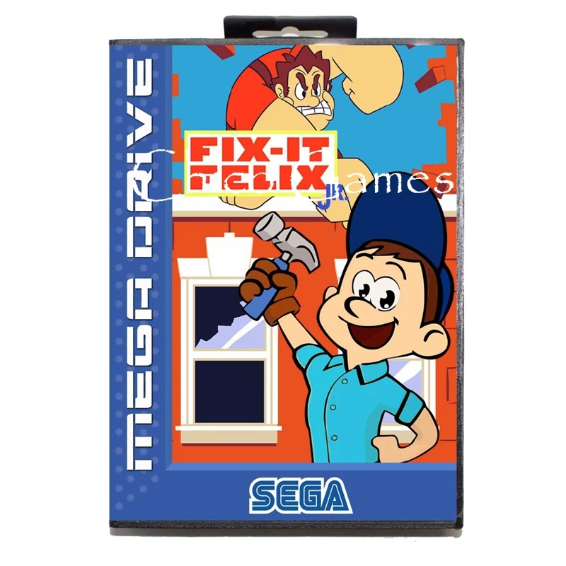 

Sega MD games card - Fix It Felix Jr EU Sticker for Sega MegaDrive Video Game Console 16 bit MD card