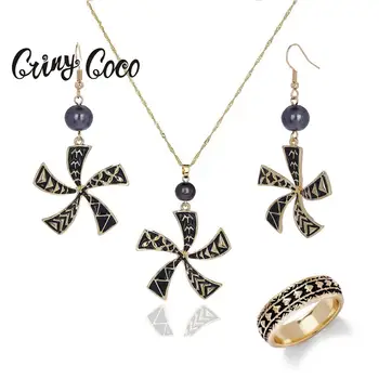 

Cring Coco Hawaiian Jewelry Sets Women's Enamel Pearl Ring Pendants Necklaces Trendy Long Chains Necklaces Earrings Polynesian