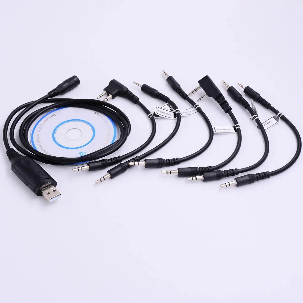 6 in 1 Programming Cable Ham Radio With CD For Motorola Baofeng Kenwood 2