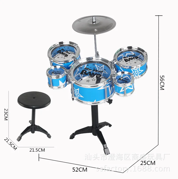 Большой размер модель Гальваническое-джаз барабан с стулом Beat Drum Kit пять барабанов комбинация детский музыкальный инструмент