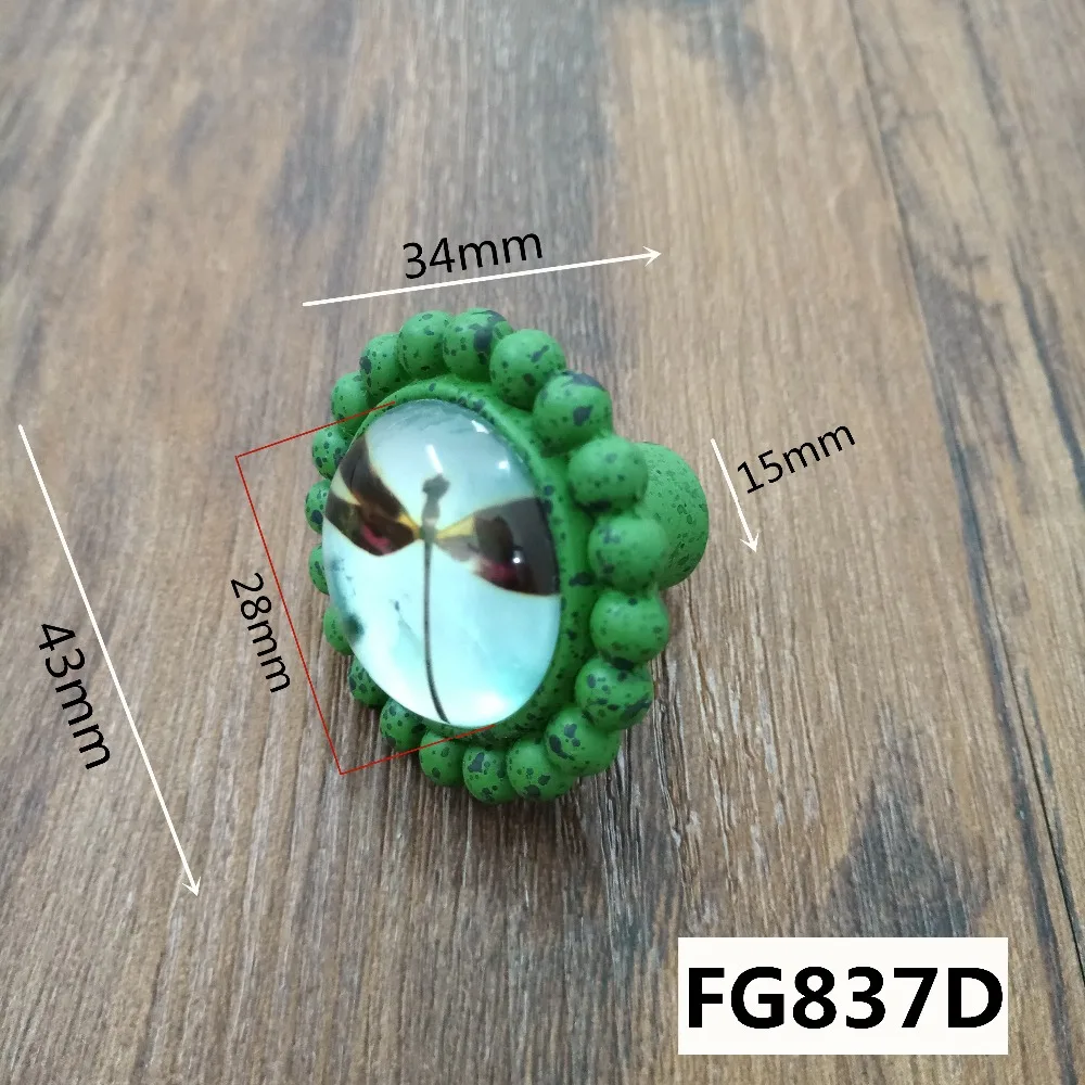FG837昆虫动物系列复古水晶拉手8款=选项D绿色大蜻蜓