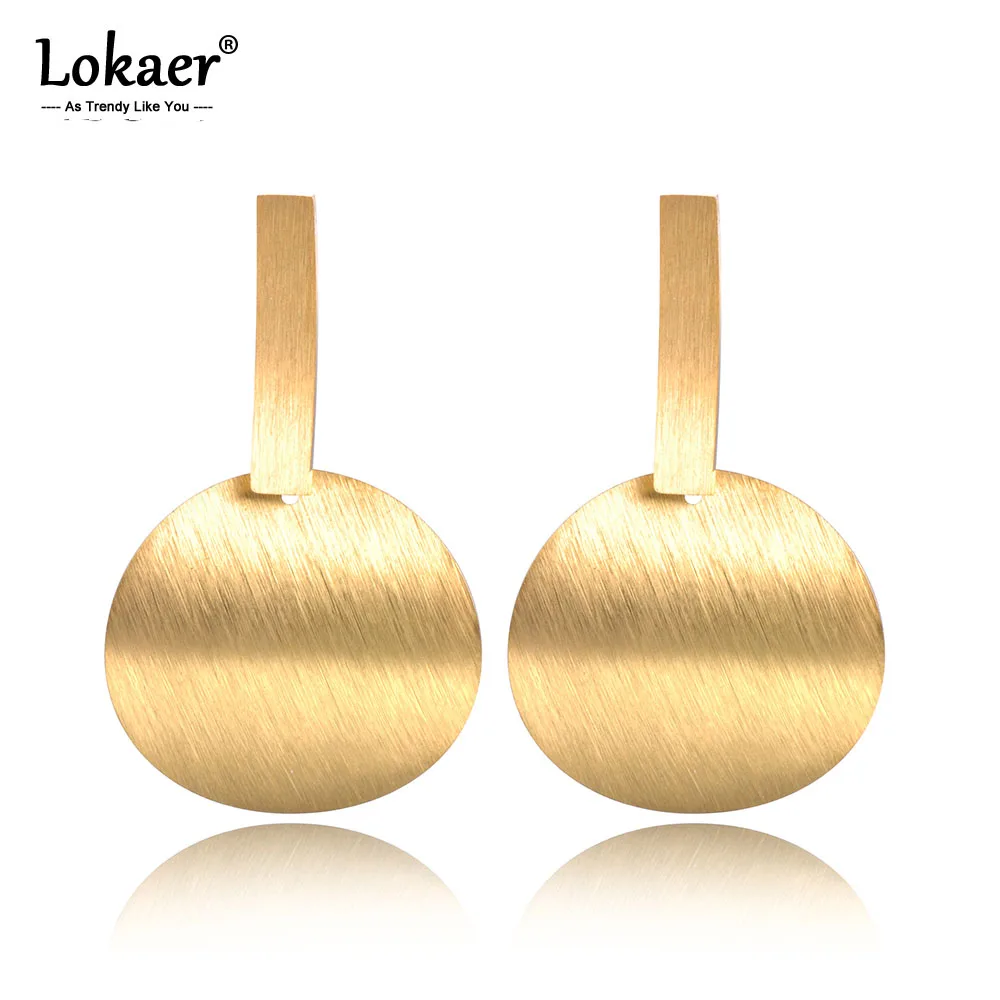 Серьги Lokaer из нержавеющей стали с изогнутой поверхностью золотистого и