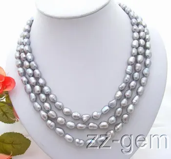 

3row 8-9mm Grey Baroque Pearl Necklace