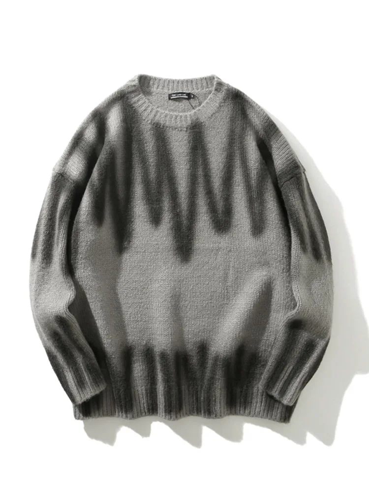 

High Street Sweater Men and Women Stripes Loose Retro Round Neck Sweater Pull Homme
