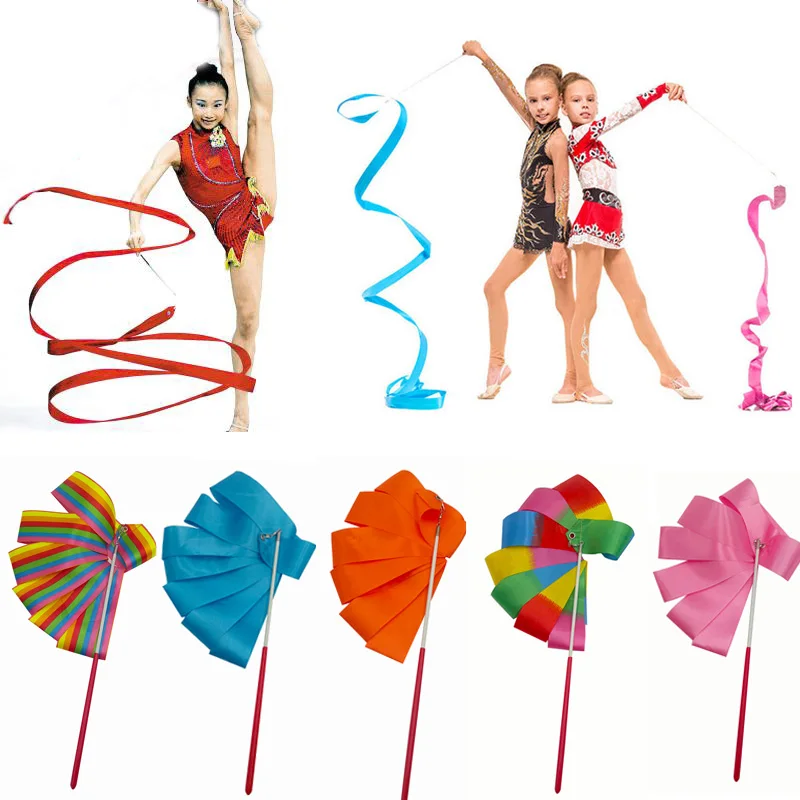 

2pcs Gym Ribbon Dance Ribbons Rhythmic Art Gymnastics Ballet Streamer Children's Dance for Gym Training Gymnastics Equipment A