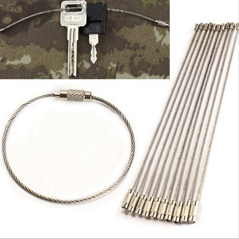 

10 pieces 150mm EDC Wire Rope Key Ring Stainless Steel Wire Chain pendant Loop