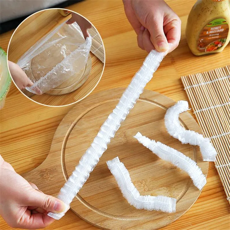 

100pc Disposable Cling Film Cover Household Refrigerator Food Fruit Preservation Cover Dust-proof Plastic Fresh-keeping Cover