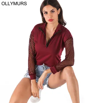 

2019 Fashion Women Sexy Bar Lace Sports Running Scarf Collar Sweatshirts Femme Hollow Slim Fit Funny Pullover Sweatshirt Female