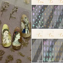 

Laser Gilding Flower Butterfly Star Pattern Nail Art Decoration Gold And Silver Hot Stamping Nail Stickers Nail Decals Diy Art
