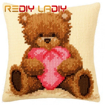 

Cross Stitch Cushion Cover Popcorn With Heart Throw Pillows 100% Acrylic Yarn Pillow Case Chunky Cross-Stitch Kits Arts & Crafts