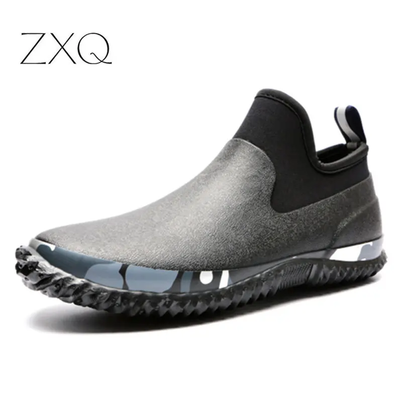 High Quality Durable Men Rain Shoes Nature Rubber Comfortable Waterproof Ankle Boots No-Slip Short |