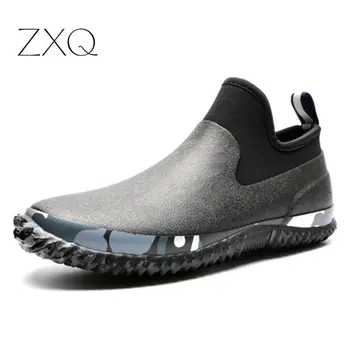 

High Quality Durable Men Rain Shoes Nature Rubber Comfortable Men Waterproof Ankle Boots No-Slip Durable Men Short Boots Shoes