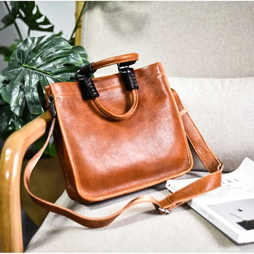 orange Винтаж Для женщин сумки из натуральной кожи Роскошные масло Bolsa Feminina Designervertical сумка Сумки из кожи женская сумка через плечо Похожие продукты сумки - Цвет: orange