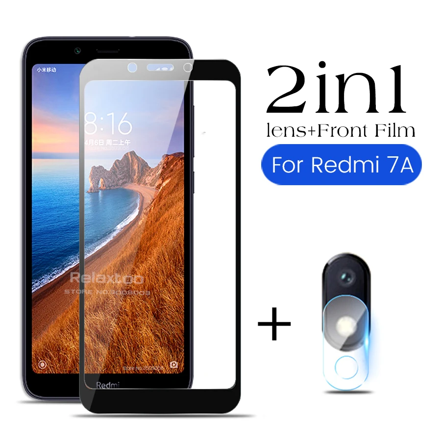 2-в-1 9D Камера объектив Стекло на Xiomi Redmi 7A закаленное Стекло Экран Защитная крышка для Xiaomi Redmi 7A Стекло защитная пленка Redmi7A