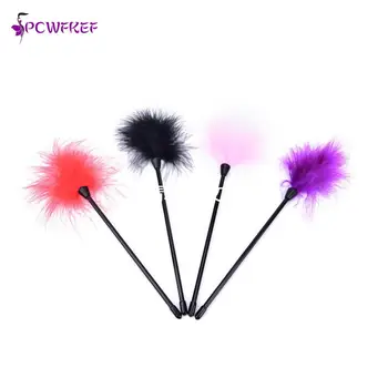 New Erotic Bdsm Feather Tickled Whip Bondage Punish Fetish Leather Spanking Paddle Play Flogger Lover Riding Crop Pony Sex Toy 6