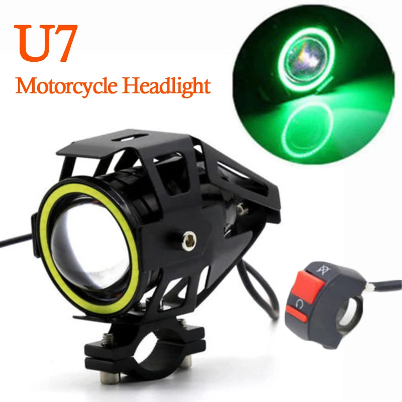 

Motorcycle Headlight Angel Eyes Bulb 125W LED Fog Spotlight Switch Anti Water