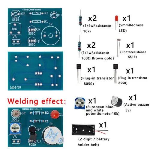 Photosensitive Sound Light Alarm DIY Kit Electronic Production Invention Assembly Sound and Light Sensor Module Device Suite - Image 6