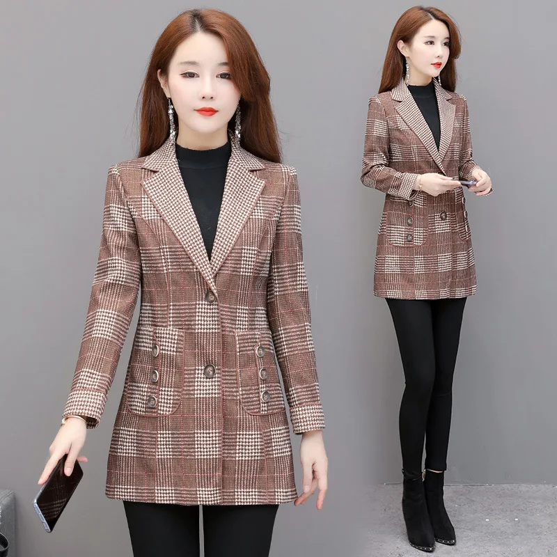 

Pattern Small Suit Coat Women's Short 2019 Autumn Elegant Korean-style Slim Fit Slimming Long Sleeve Graceful Tops Fashion