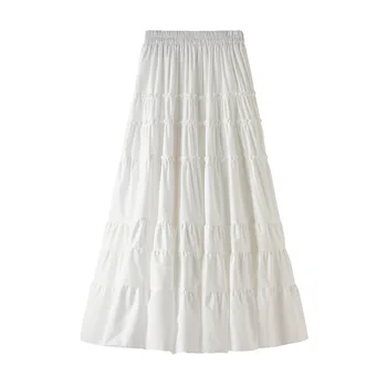 

Sherhure 2020 Women Summer White Skirt High Waist A-Line Long Skirt Casual Clothes Faldas Jupe Femme Saia Women Skirts