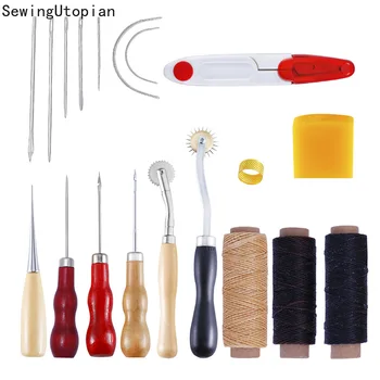 

19PCS Professional Leather Craft Tools Kit Hand Cutter Carving Stitching Punch Carving Work Leather Tool Set Accessories