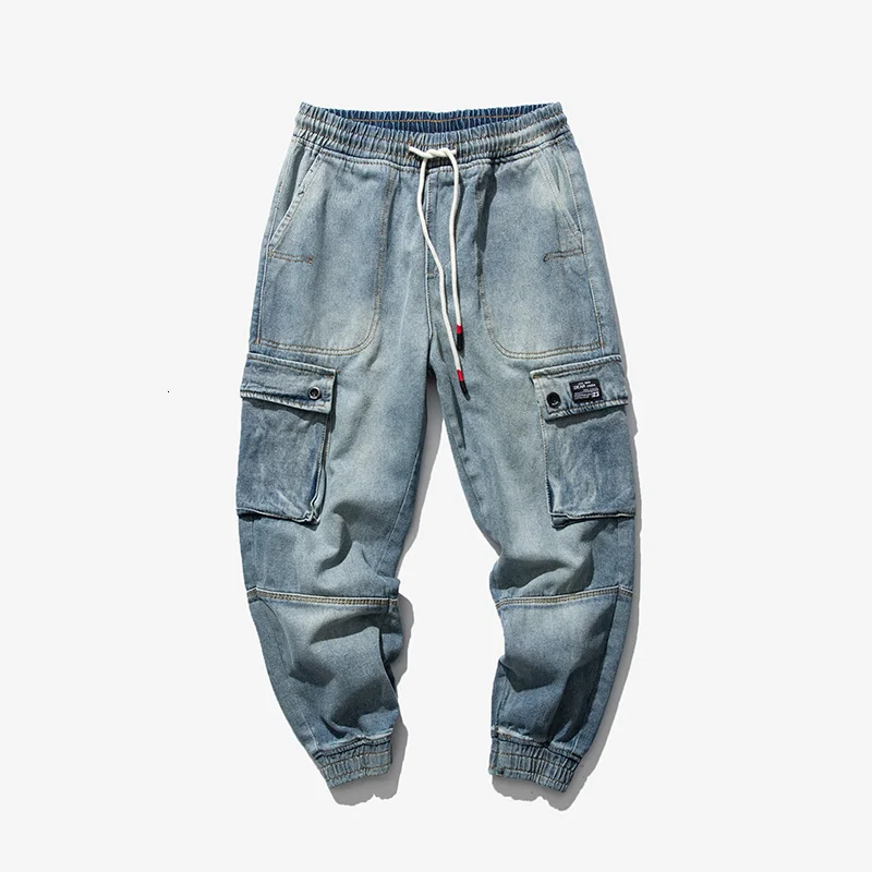 Мужские потертые свободные Стрейчевые облегающие повседневные штаны Homme Cargo Pocket джинсы байкерские джинсовые штаны высокого качества размера плюс M-2XL