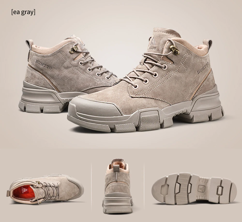 HUMTTO Men's Leather Outdoor Hiking Trekking Hunting Boots Sneakers Shoes For Men Sport Climbing Mountain Boots Shoes Man