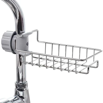 

Stainless Steel Kitchen Sponge Holder Soap Dishwashing Liquid Drainer Rack Faucet Storage Rack Drain Basket For Bathroom Sink