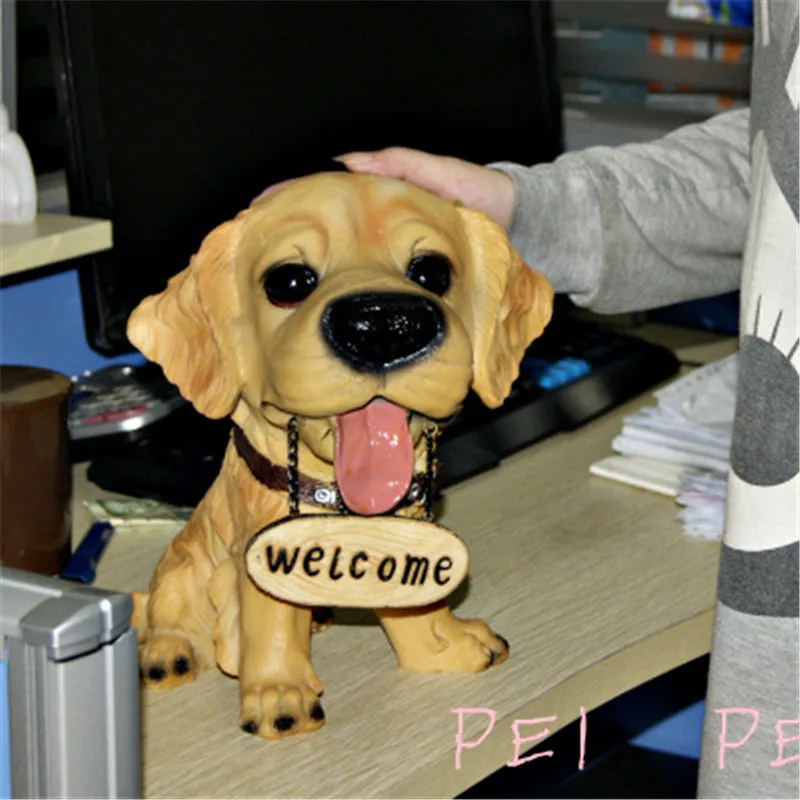 

Cute Puppy Statue Simulation Animal Dog Pug/Chihuahua/Golden Retriever Welcome the dog Window Decoration Home Decor Art Craft
