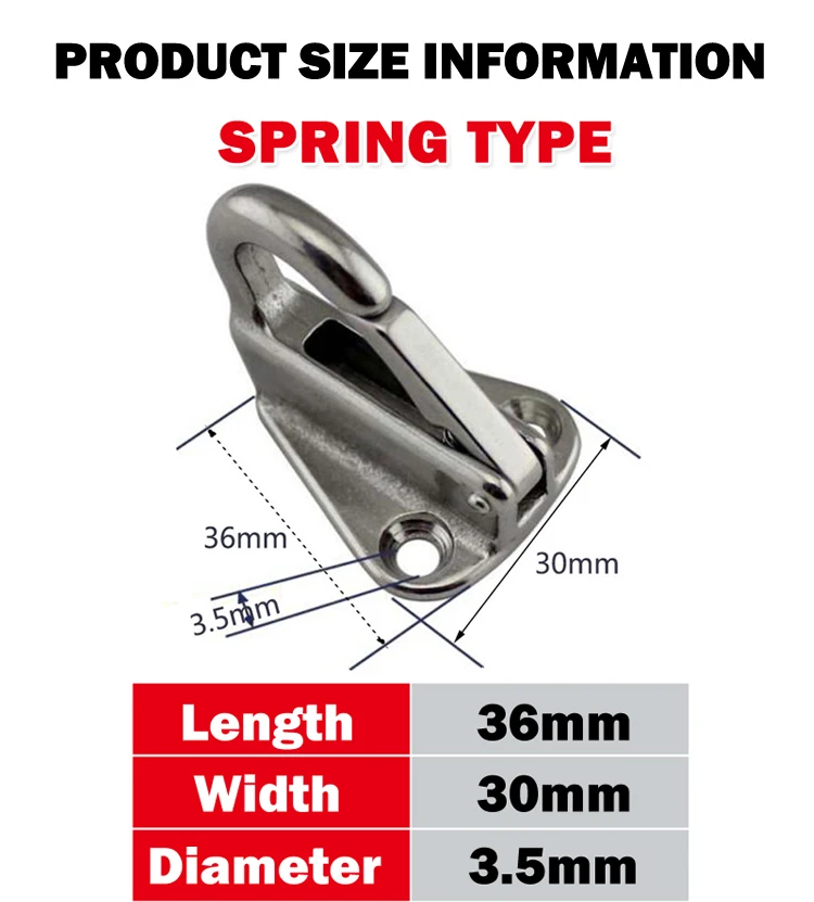 HCSSZP 4 штуки, пружинные крючки для крыла, нержавеющая сталь 316, защелкивающаяся крышка, крючок, прикрепляется веревкой, лодка, парус, буксир, судовое оборудование