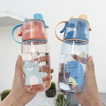 

Korean Version of the Cute Children Spray Plastic Cup Dual-Use Drinking Cup Men Baby Outdoor Sports Portable shui bei zi