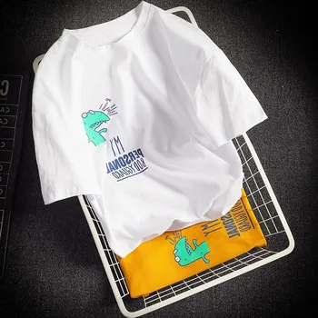 

ZHIJING Summer MEN'S Short-sleeved T-shirt Loose-Fit Printed Crew Neck Couples Tops Short Sleeved Clothes Men T Shirt