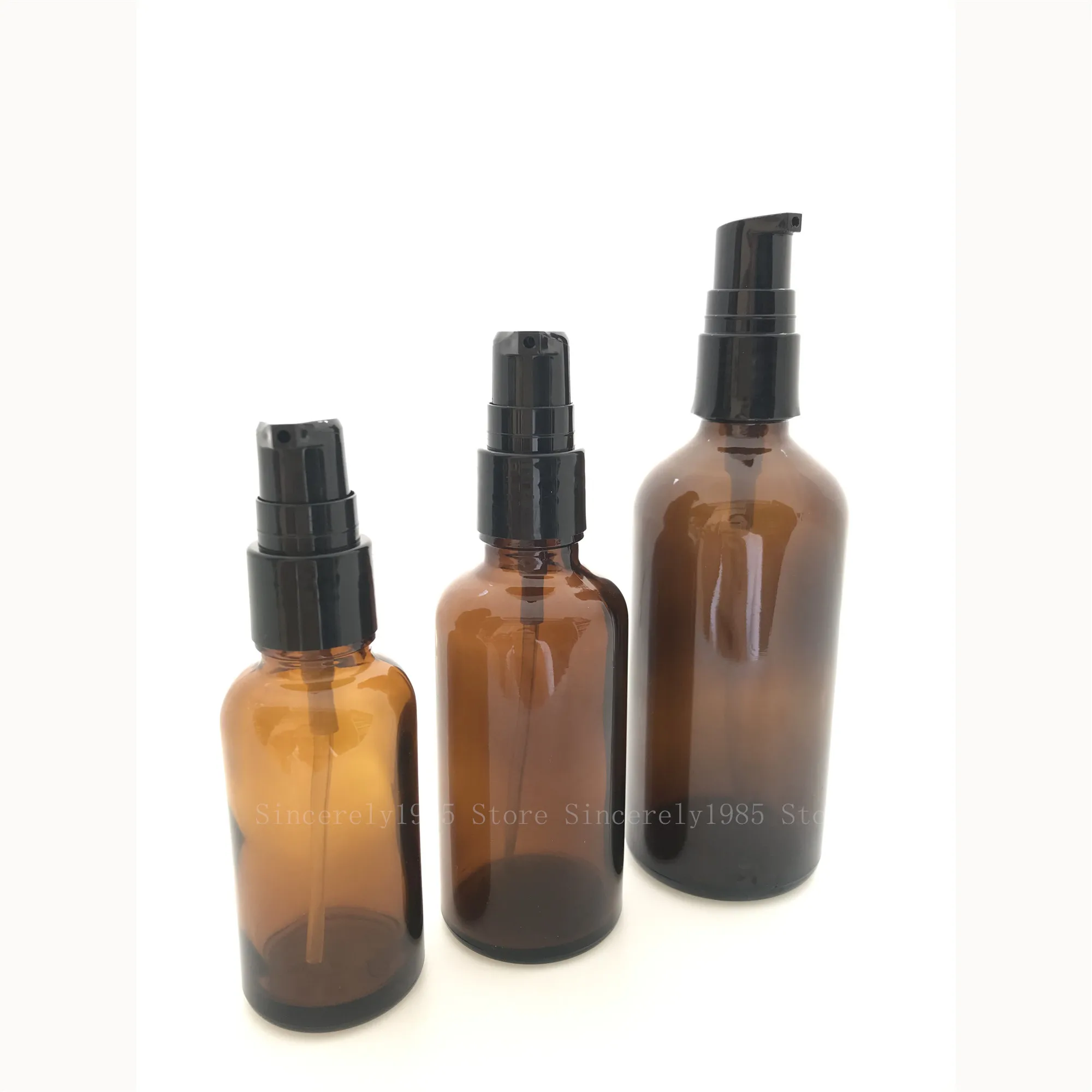 10 pieces 5ml 10ml 15ml 20ml 30ml 50ml 100ML Brown Glass Pump Bottle Lotion Pump Bottle brown portable Refillable Travel bottle