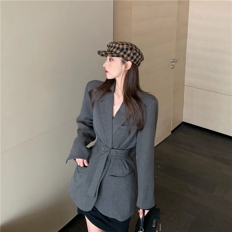 

Retro Normcore Style Elegant Mid-length Suit Jacket