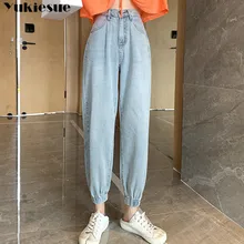 Джинсы с высокой талией Женские джинсы-шаровары женские большие размеры 32 ковбойские штаны для мам джинсы для женщин новые весенние эластичные талии плюс размер