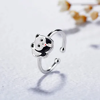 

Bohemian Vintage 925 Sterling Silver Panda Rings for Women Wedding Jewelry Adjustable Antique Rings