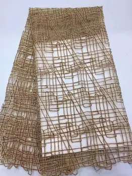 

Fashionable cheap gold African network lace embroidery fabric, high quality Nigeria mesh style lace fabric FR-1130
