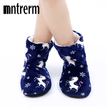 

Mntrerm New Christmas Gift Warm Indoor Shoes colt Pattern Women Indoor Cotton Slippers Shoes With Non-slip Sole Floor Slipper