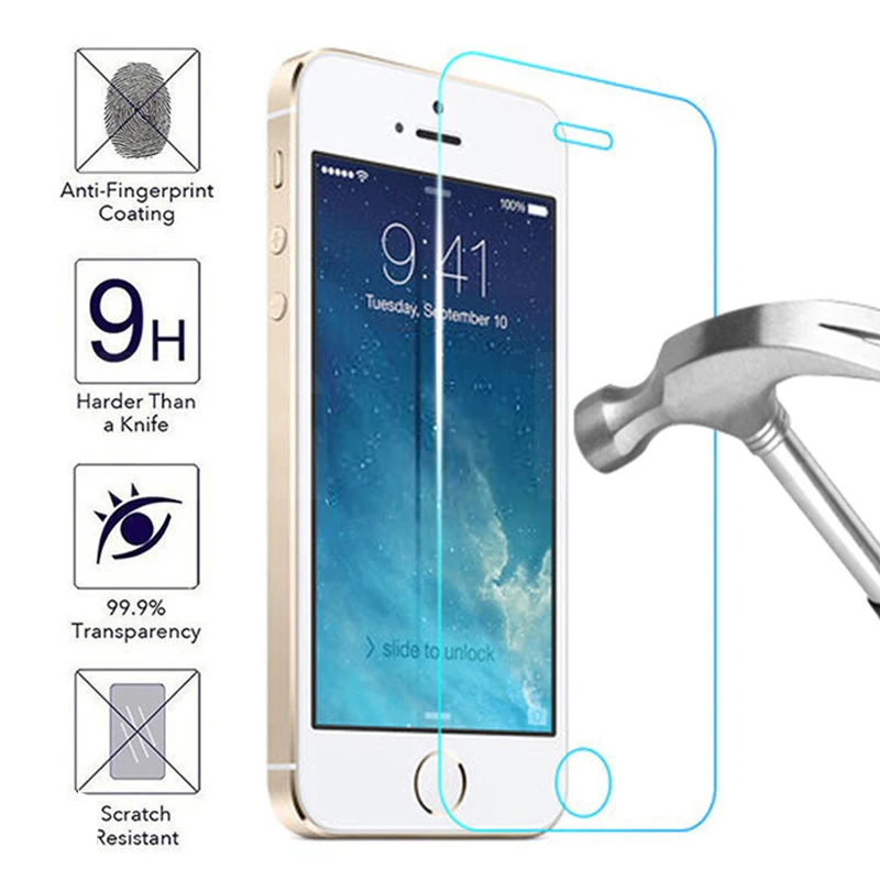 

9H Tempered Glass on the For iPhone 11 Pro X XR XS Max Screen Protector For iPhone 5 5S 5C SE 4 4S Safety Protective Glass Film
