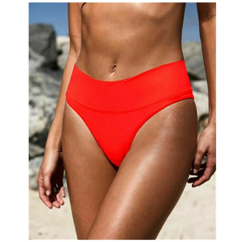 Модный тренд женский сексуальный бикини Леди пуш-ап пляжный купальник клешеные штаны с высокой талией сплошной праздник летнее нижнее белье - Цвет: Красный