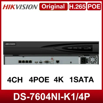 

Hikvision Original NVR DS-7604NI-K1/4P English version 4channel IP cameras H.265+ 4POE 4K 8MP Network video recorder 1SATA 1U