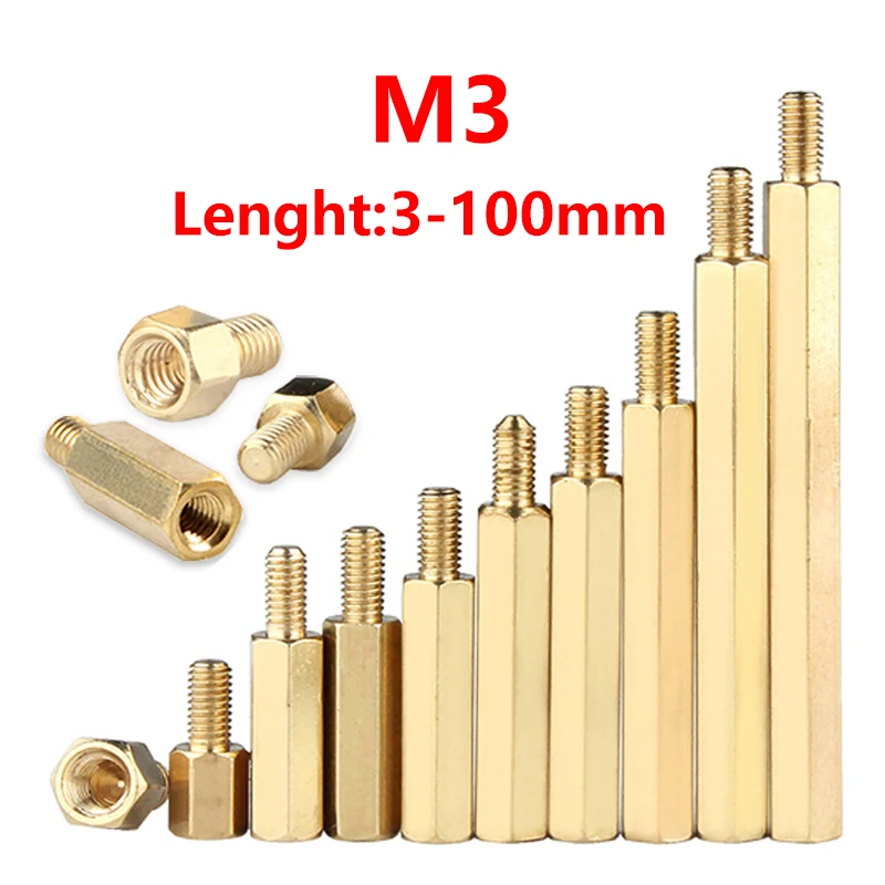 Резьба M3 * L + 3/4/5/6/8 мм шестигранная латунь Проставка винт стойка фиксированная