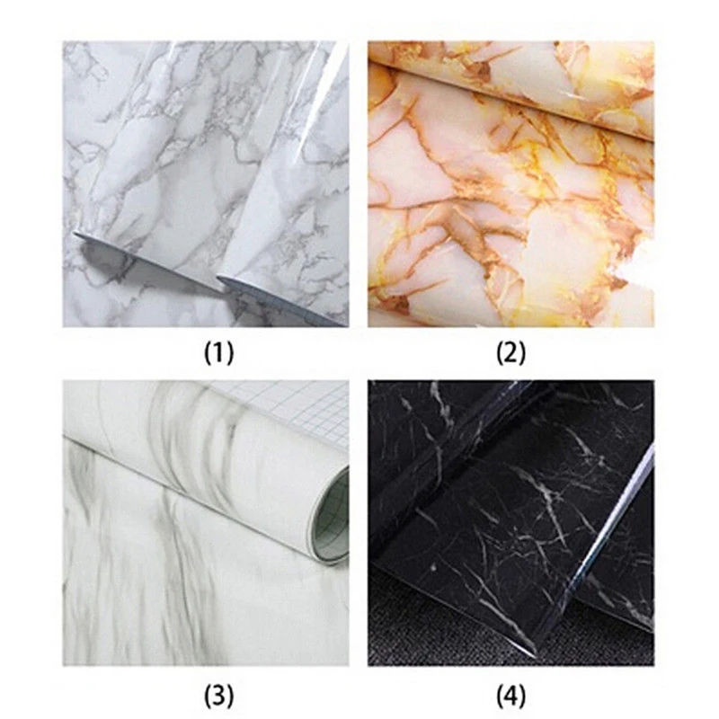 JX-LCLYL Self Adhesive Marble Effect Contact Paper Film Wall Covering Peel-Stick Decor