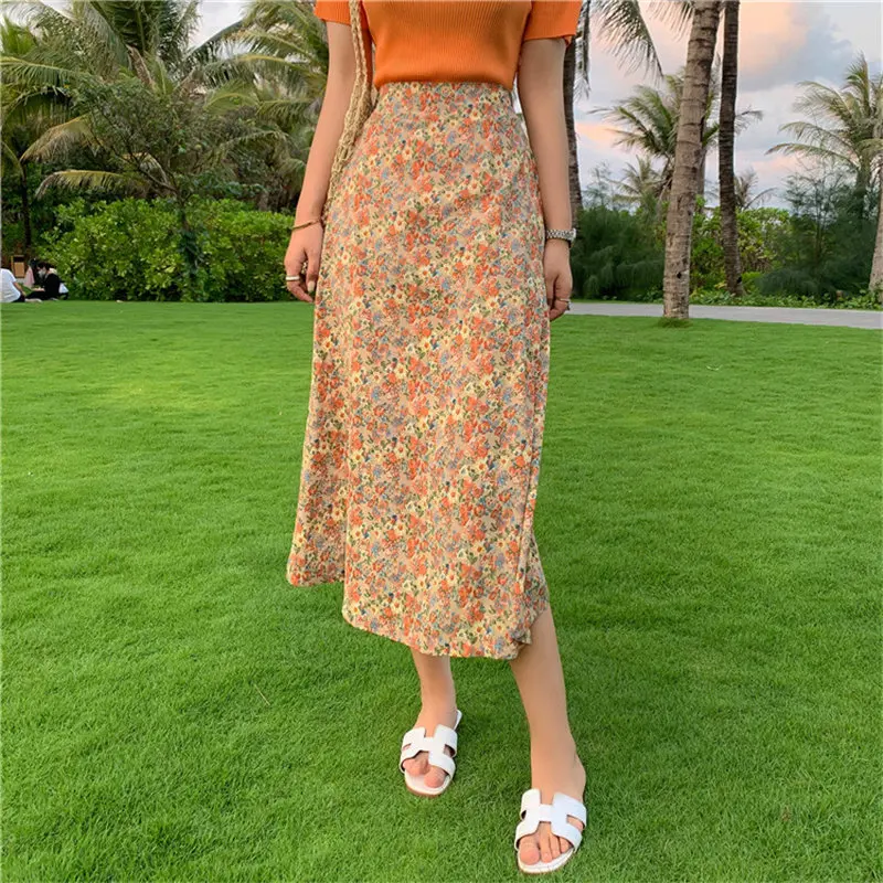 Юбка-трапеция с завышенной талией и цветочным принтом инопланетянина Китти юбка