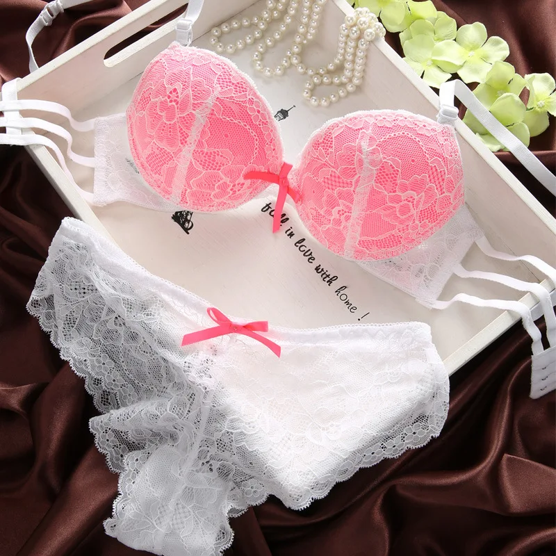 Sexy 3/4 Cup Lace Bra Panties Set Women Push Up Bras Briefs Underwear Sets Fashion Seamless Breathable Lingerie Set Female Gifts bralette sets