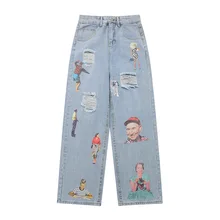 Pantalones vaqueros rasgados Con agujeros para hombre y mujer, pantalón de estilo gótico, Vintage, holgado, 2021