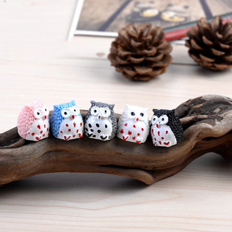 Snowman Snail Owl Animals Miniatures Figurines Mini Craft Figurine Plant Pot Garden Ornament Miniature Fairy Garden Decor DIY