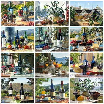 

Evershine Full Square Diamond Painting Kits Fruits And Wine Diamond Embroidery Kitchen Decoration Mosaic Rhinestone Pictures Art
