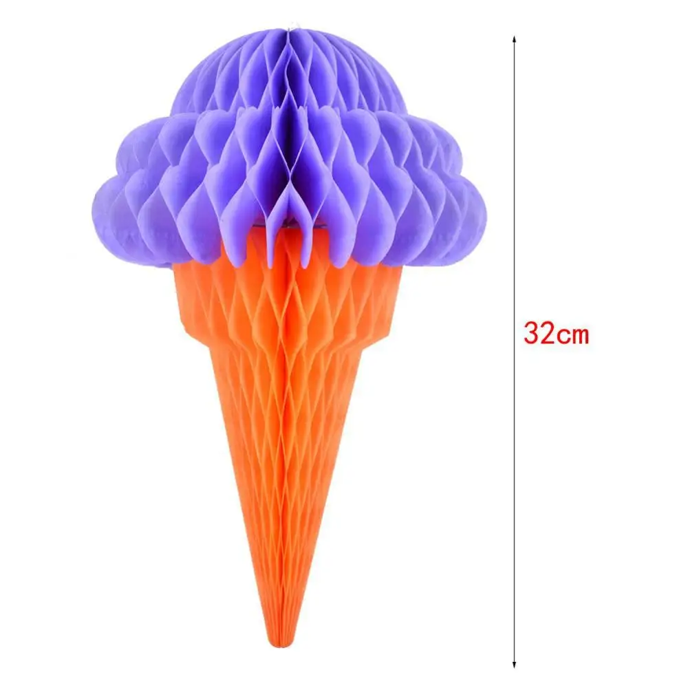 3D Шарики для мороженого, соты, летняя палочка от мороженого для леденца, гирлянда, красочное плавающее пальто, украшения для дня рождения - Цвет: 1pc purple ice cream