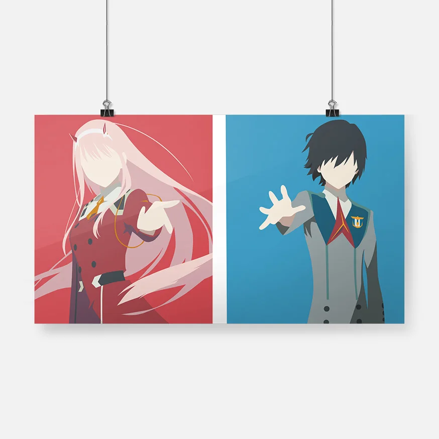 Постер с изображением Хиро и Zero two DARLING in the FRANXX в рамке деревянная рамка Картина на