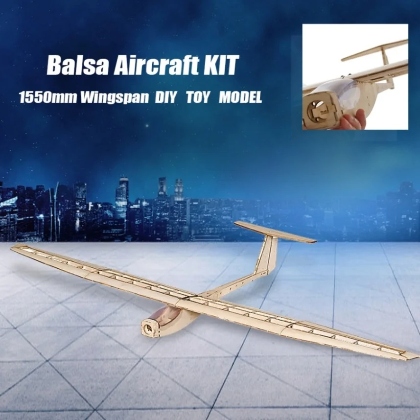 Khaki F1501 Мини-Дрон танцы крылья хобби F1501 Balsa RC самолет планер 1550 мм размах крыльев самолет DIY комплект - Цвет: Khaki F1501